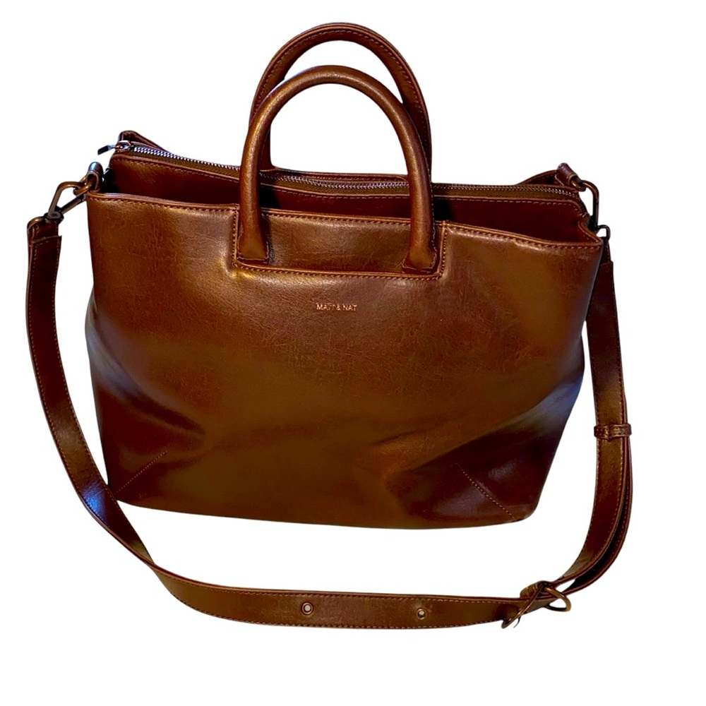 Matt and Nat vegan satchel with Adjustable Strap Brown *READ*